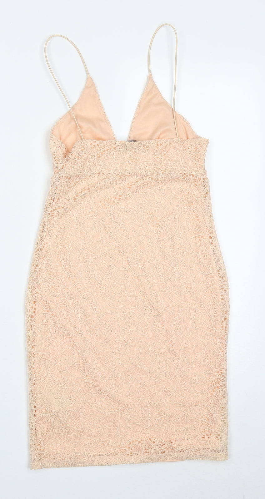 New Look Womens Pink  Polyester Bodycon  Size 6  V-Neck Pullover