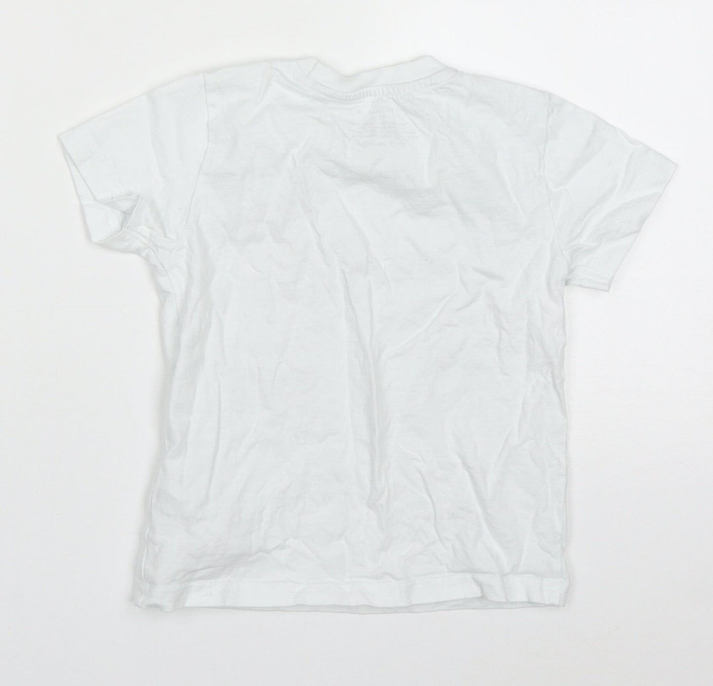 Primark Boys White  Cotton Basic T-Shirt Size 18-24 Months Crew Neck Pullover - Surf Dude