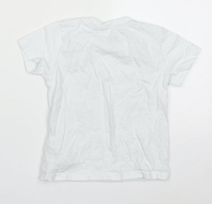 Primark Boys White  Cotton Basic T-Shirt Size 18-24 Months Crew Neck Pullover - Surf Dude