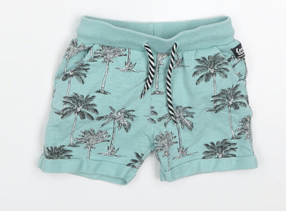 Feetje Boys Blue  Cotton Sweatpants Trousers Size 18 Months  Drawstring - Palm Tree Print Shorts