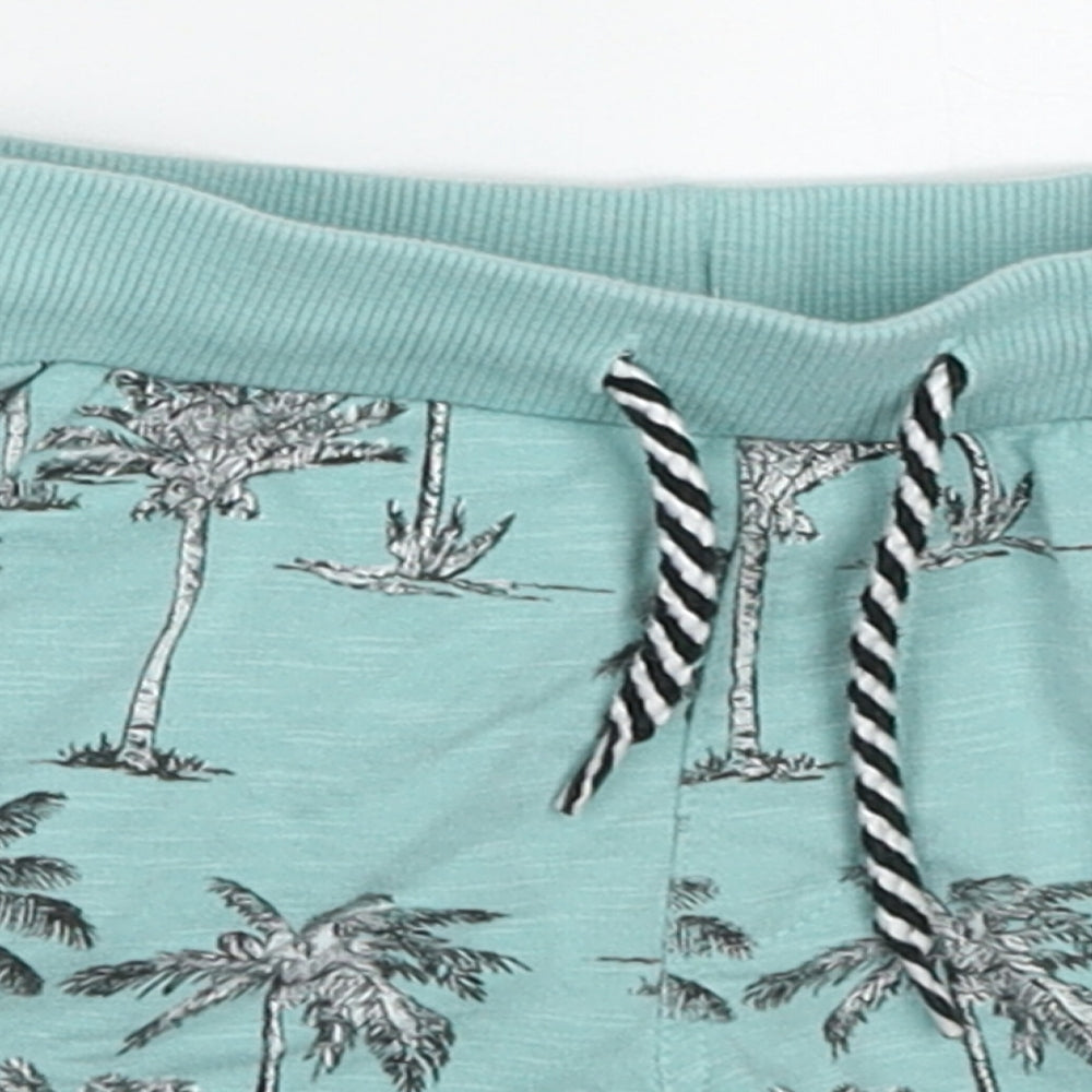 Feetje Boys Blue  Cotton Sweatpants Trousers Size 18 Months  Drawstring - Palm Tree Print Shorts