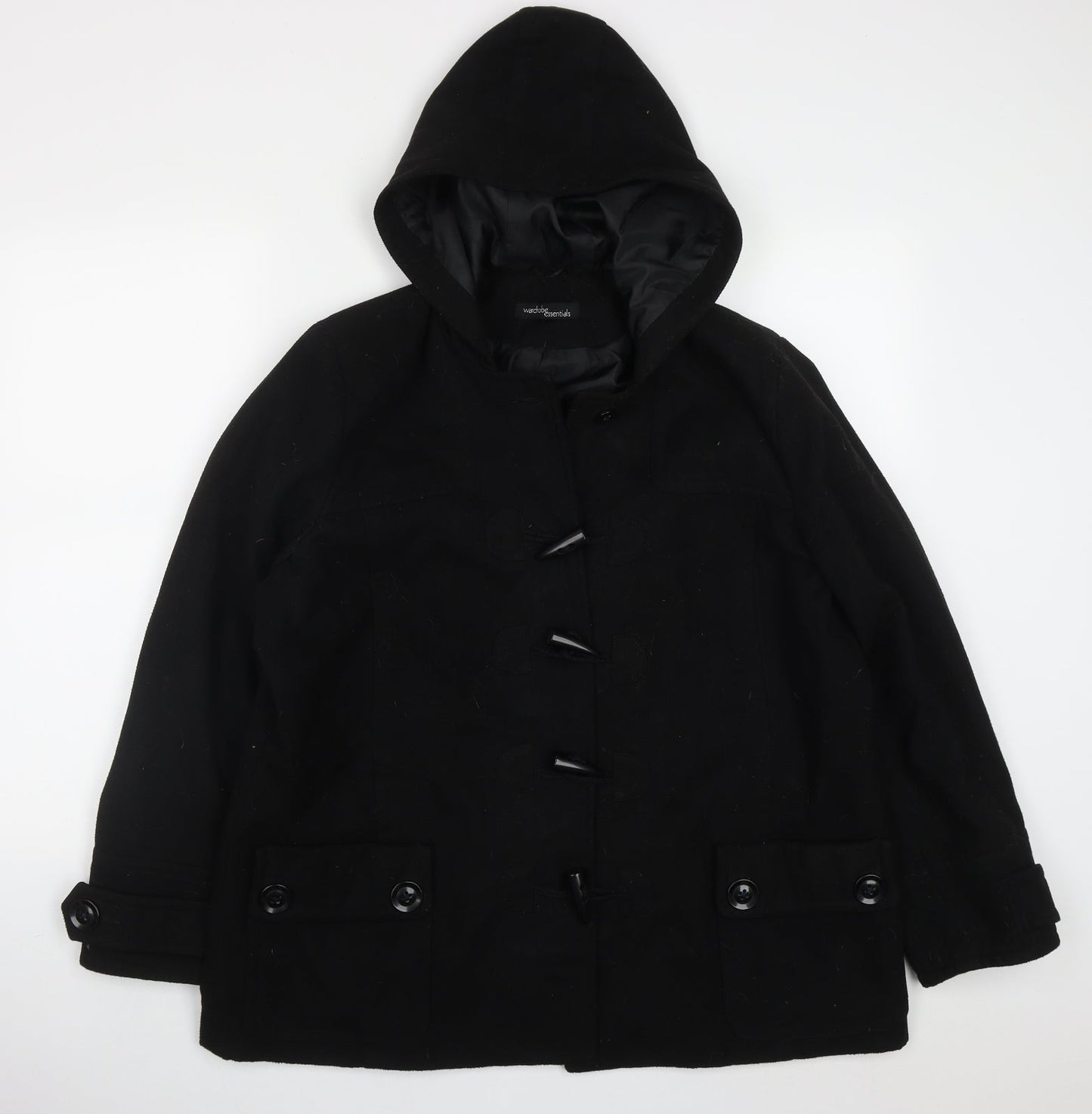 Womens UK Size 8 Wardrobe Essentials Black Pea Coat