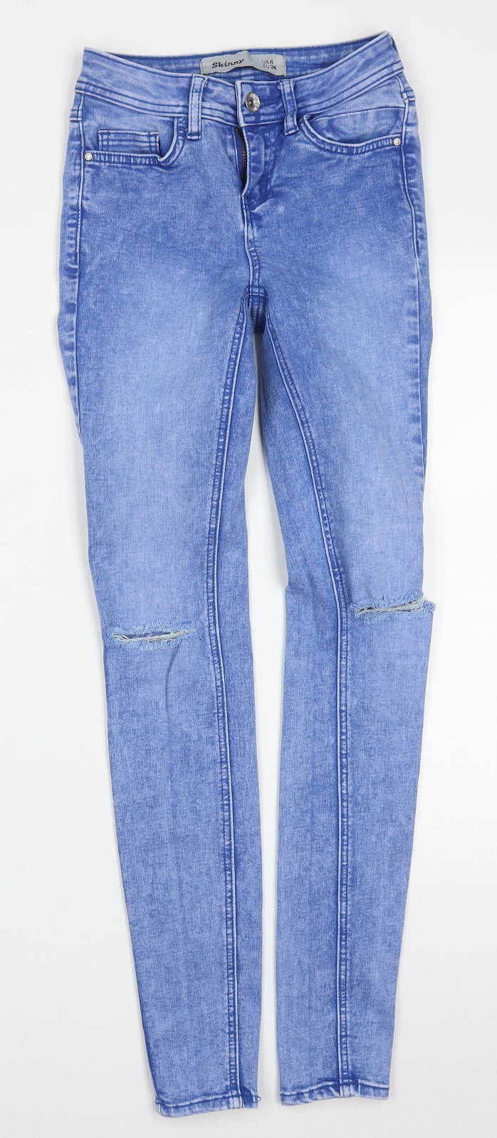 New Look Womens Blue  Cotton Skinny Jeans Size 6 L30 in Regular Button