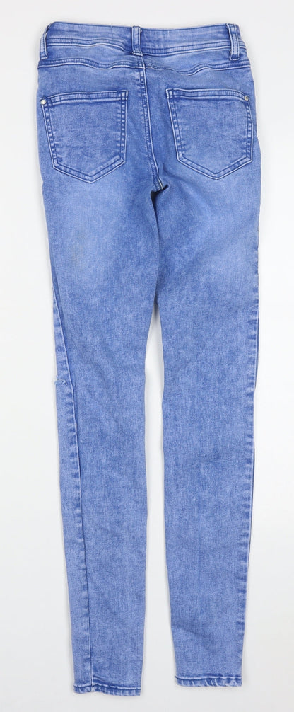 New Look Womens Blue  Cotton Skinny Jeans Size 6 L30 in Regular Button