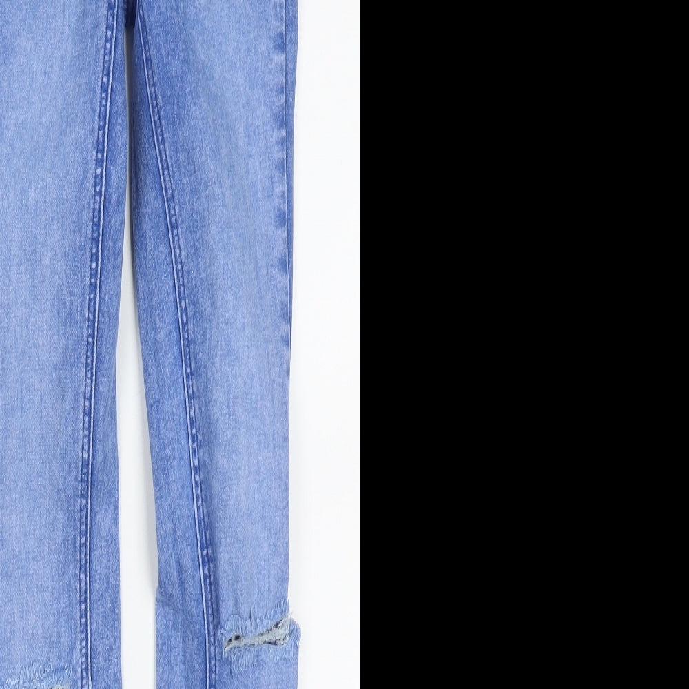 New Look Womens Blue  Cotton Skinny Jeans Size 6 L30 in Regular Button
