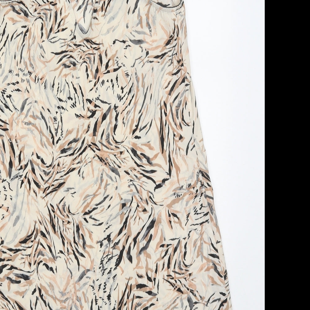 Primark Womens Beige Animal Print Polyester Slip Dress  Size 6  V-Neck Pullover
