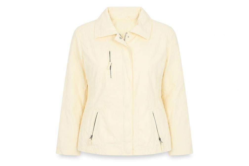 Front view of Donna System women’s yellow jacket, size UK 14, zip