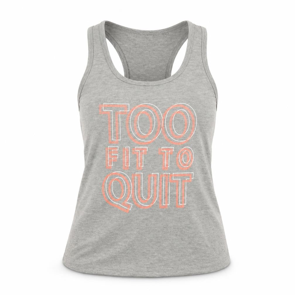 Front view of MPH women’s grey polyester basic tank, size S, scoop neck