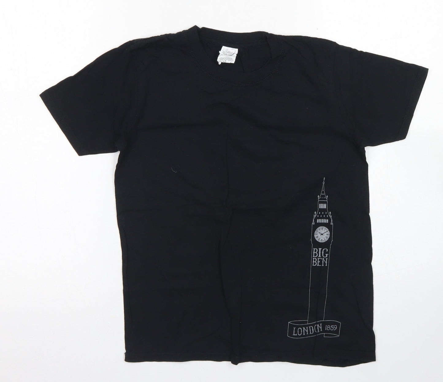 Gildan Boys Black  Cotton Basic T-Shirt Size 10 Years Crew Neck  - Big Ben