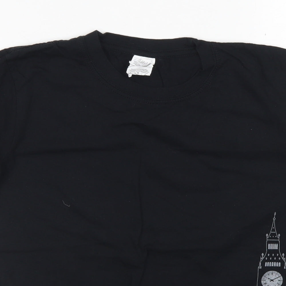 Gildan Boys Black  Cotton Basic T-Shirt Size 10 Years Crew Neck  - Big Ben