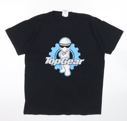 Gildan Boys Black  Cotton Basic T-Shirt Size M Crew Neck  - Top Gear
