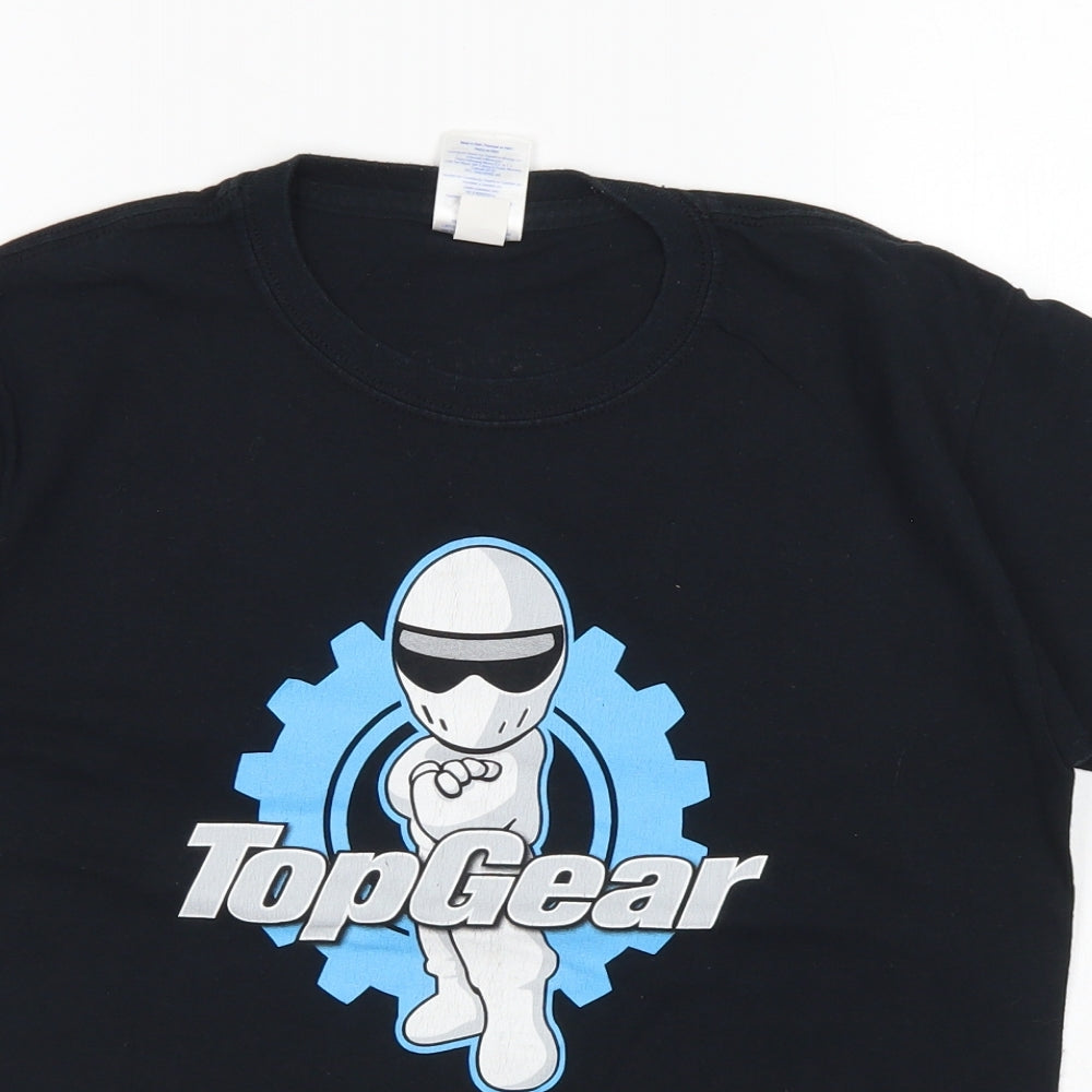 Gildan Boys Black  Cotton Basic T-Shirt Size M Crew Neck  - Top Gear