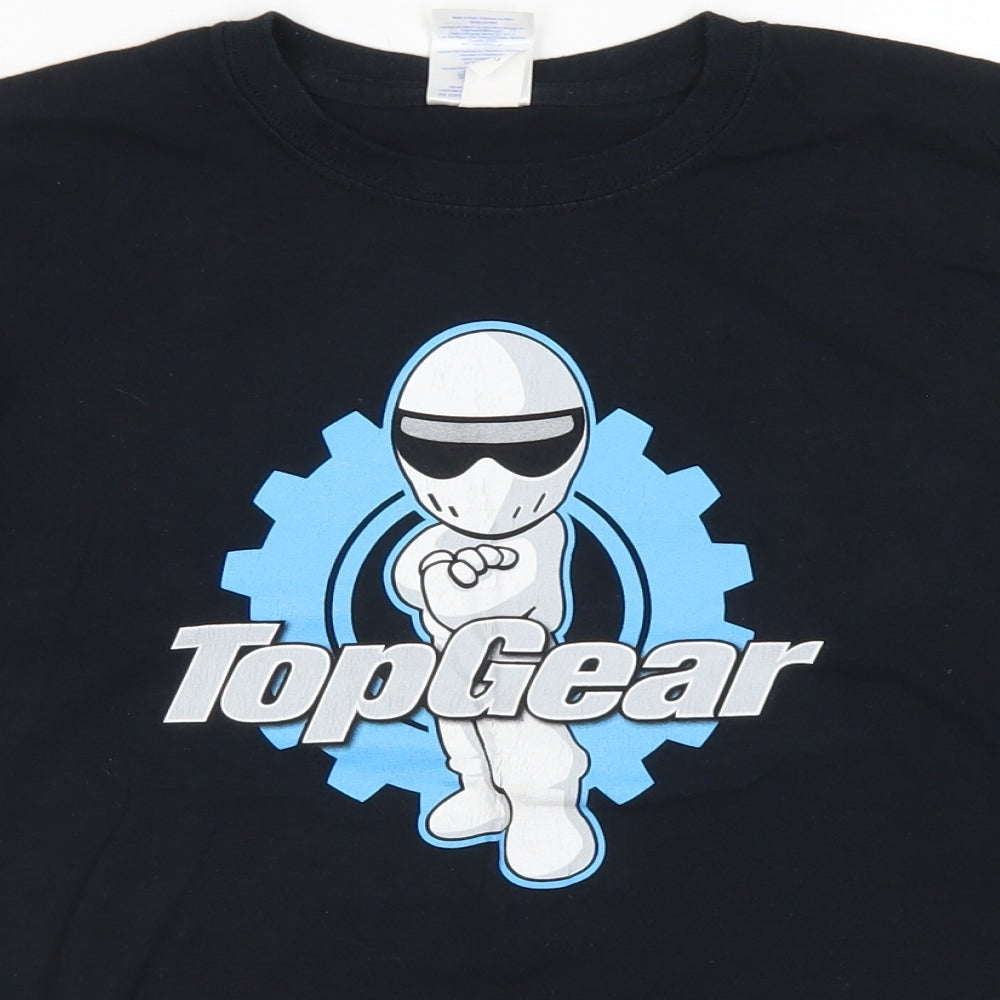 Gildan Boys Black  Cotton Basic T-Shirt Size M Crew Neck  - Top Gear