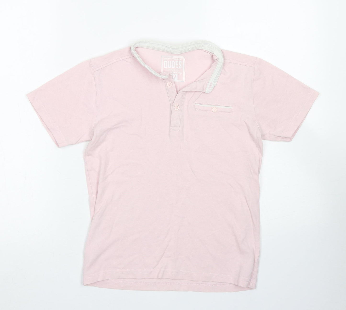 Undeniable Dudes Boys Pink  Cotton Basic Polo Size 10 Years Round Neck