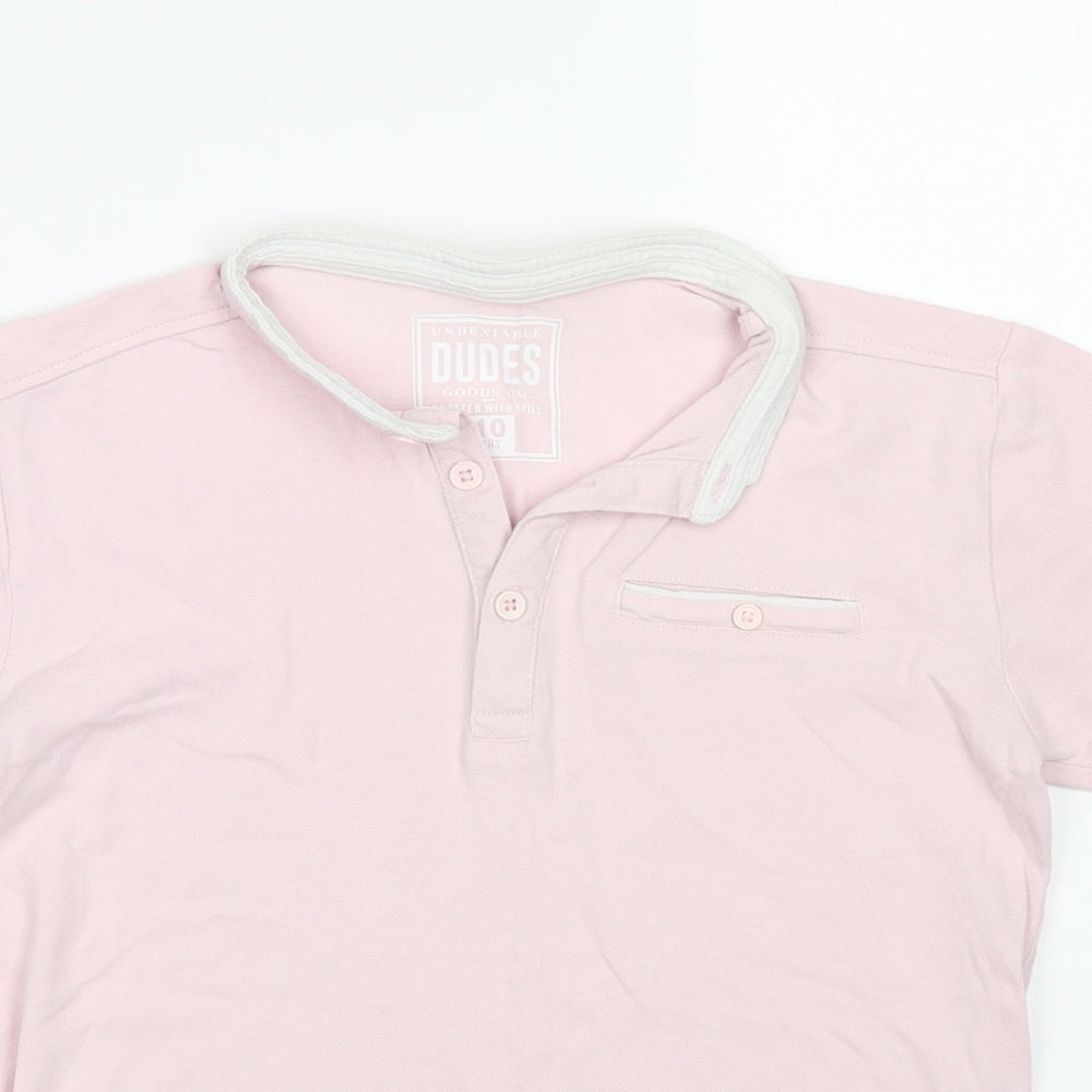 Undeniable Dudes Boys Pink  Cotton Basic Polo Size 10 Years Round Neck