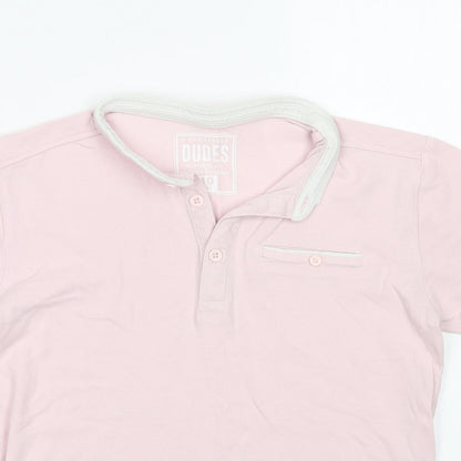 Undeniable Dudes Boys Pink  Cotton Basic Polo Size 10 Years Round Neck