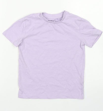 NEXT Girls Purple  Cotton Basic T-Shirt Size 4 Years Crew Neck
