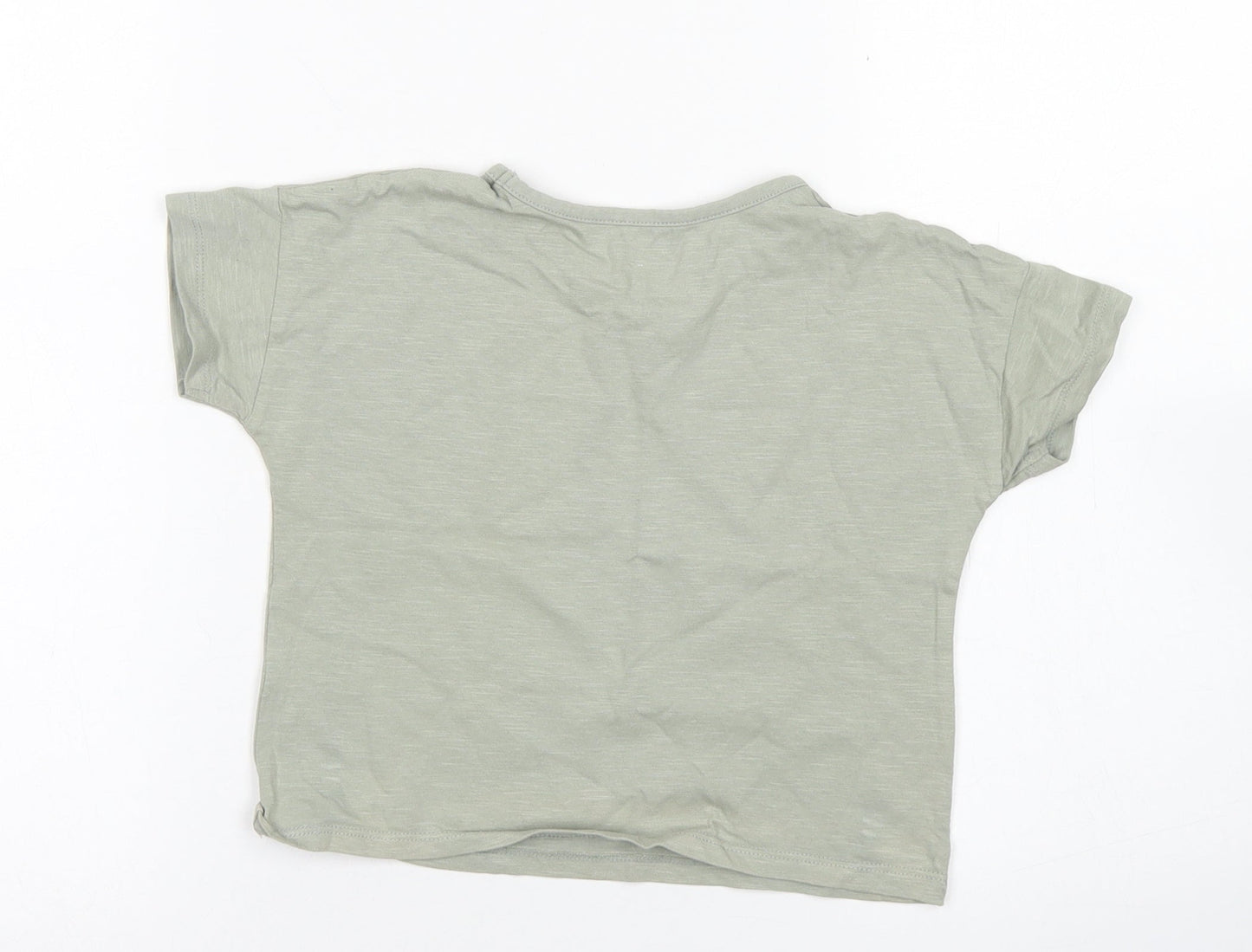 TU Girls Green  Cotton Basic T-Shirt Size 5 Years Crew Neck