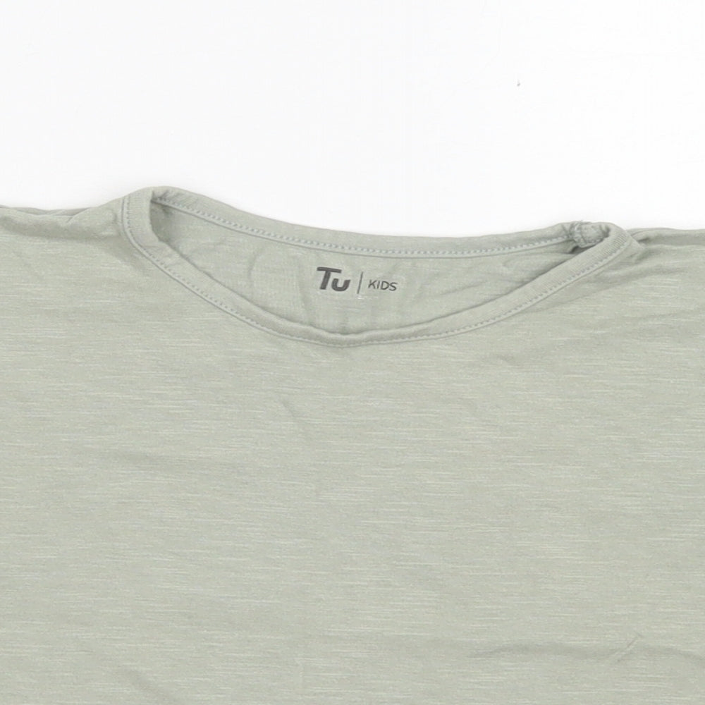 TU Girls Green  Cotton Basic T-Shirt Size 5 Years Crew Neck