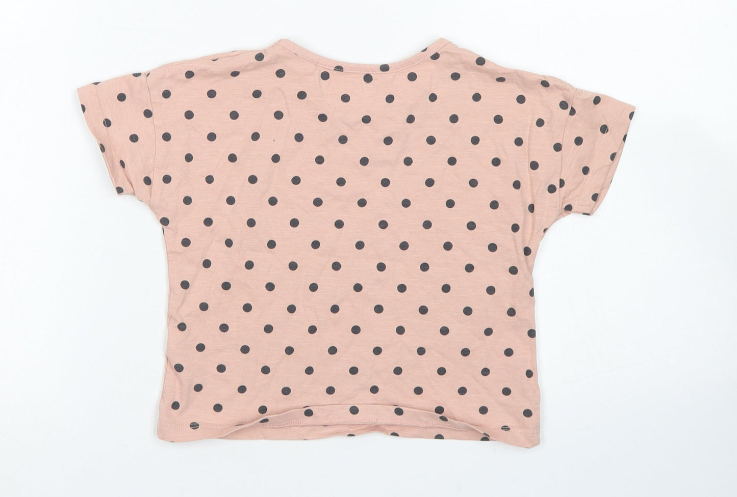 TU Girls Pink Polka Dot Cotton Cropped T-Shirt Size 5 Years Crew Neck