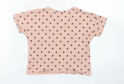 TU Girls Pink Polka Dot Cotton Cropped T-Shirt Size 5 Years Crew Neck