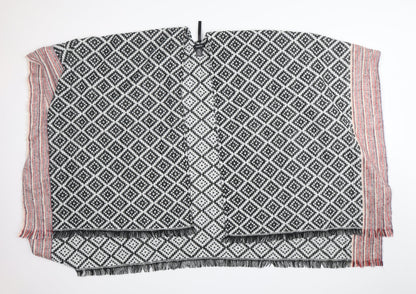 MODENA Womens Multicoloured V-Neck Argyle/Diamond Acrylic Cape Jumper One Size