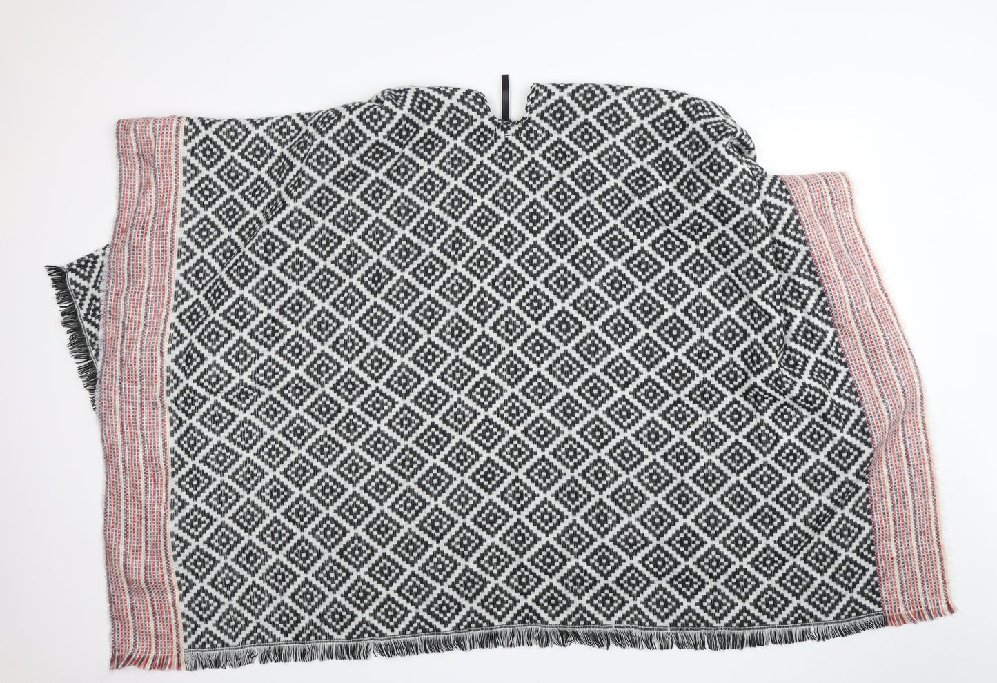 MODENA Womens Multicoloured V-Neck Argyle/Diamond Acrylic Cape Jumper One Size