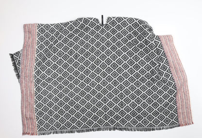 MODENA Womens Multicoloured V-Neck Argyle/Diamond Acrylic Cape Jumper One Size