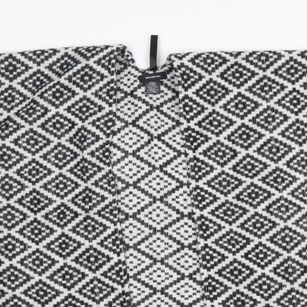 MODENA Womens Multicoloured V-Neck Argyle/Diamond Acrylic Cape Jumper One Size