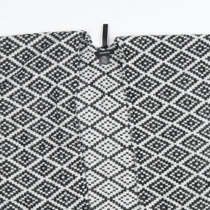 MODENA Womens Multicoloured V-Neck Argyle/Diamond Acrylic Cape Jumper One Size