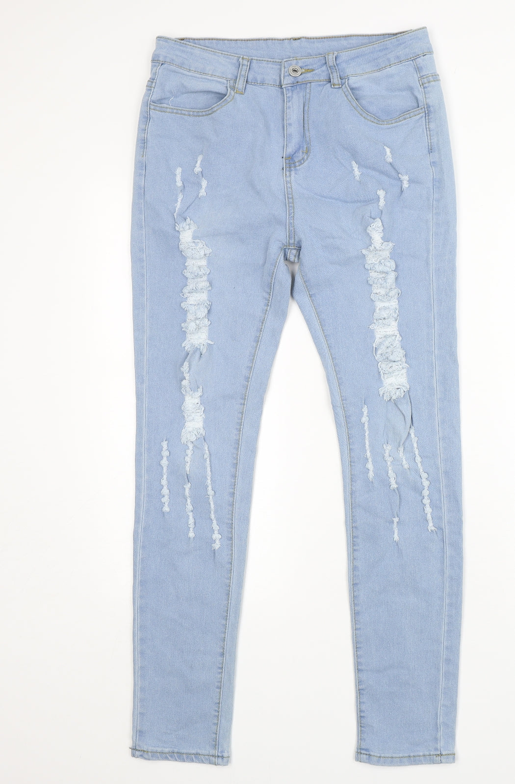 Womens UK Size L Preworn Regular Fit Skinny Blue Jeans