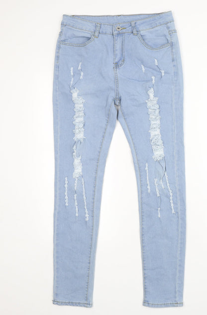 Womens UK Size L Preworn Regular Fit Skinny Blue Jeans