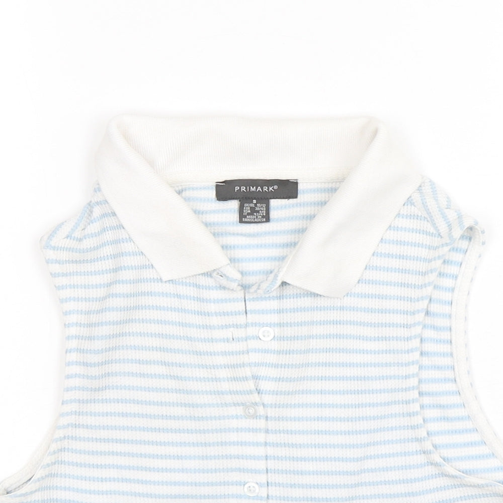 Primark Womens Multicoloured Striped Cotton Basic Button-Up Size S Collared