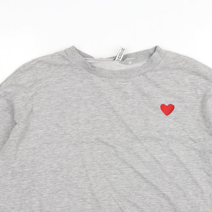 H&M Womens Grey  Cotton Pullover Sweatshirt Size M