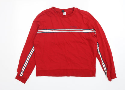 H&M Womens Red  Cotton Pullover Sweatshirt Size M