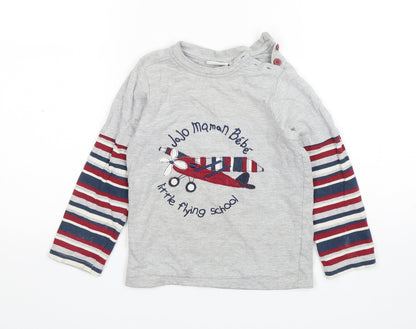 JoJo Maman Bébé Boys Multicoloured Striped Cotton Basic T-Shirt Size 4-5 Years Round Neck