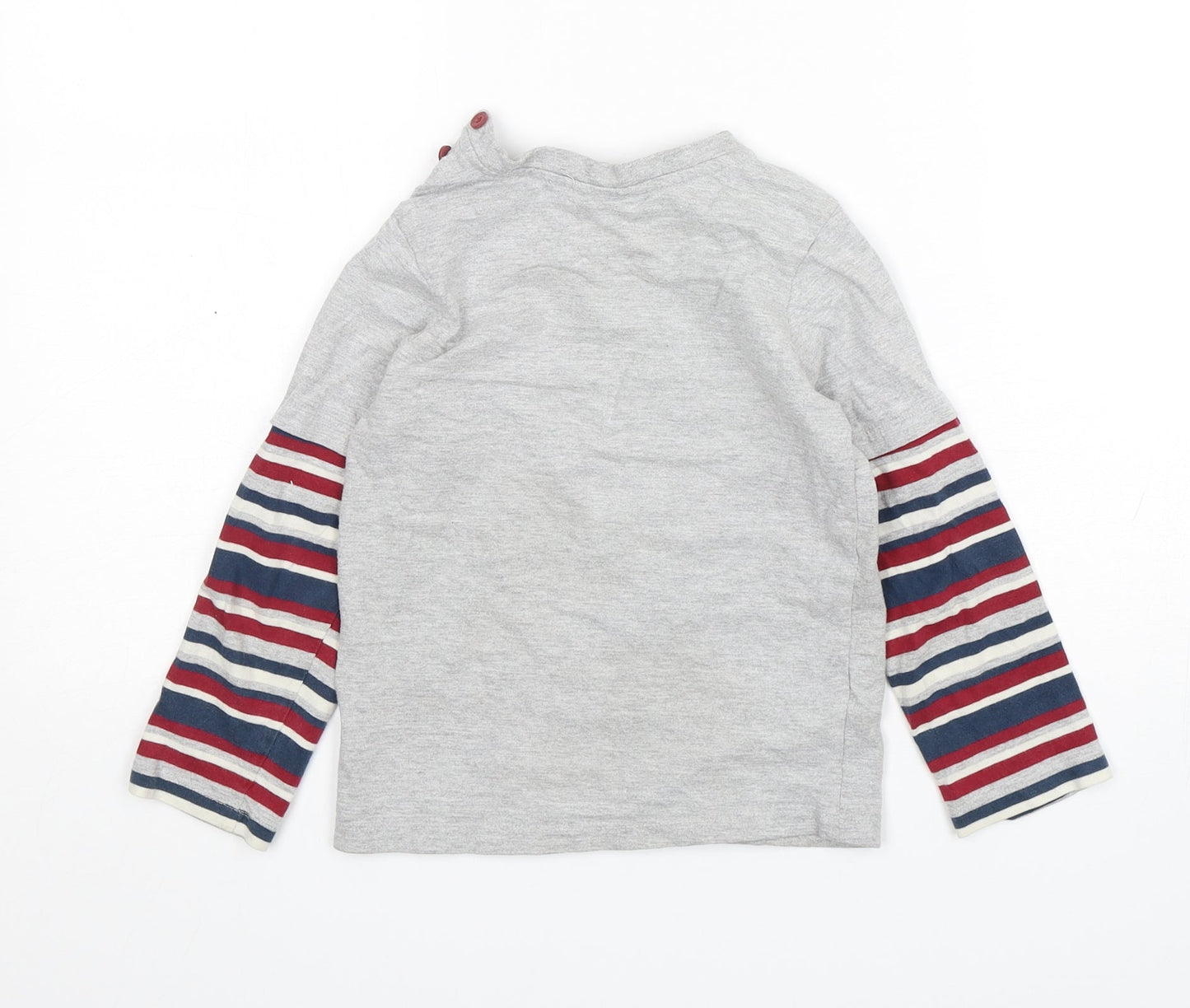 JoJo Maman Bébé Boys Multicoloured Striped Cotton Basic T-Shirt Size 4-5 Years Round Neck
