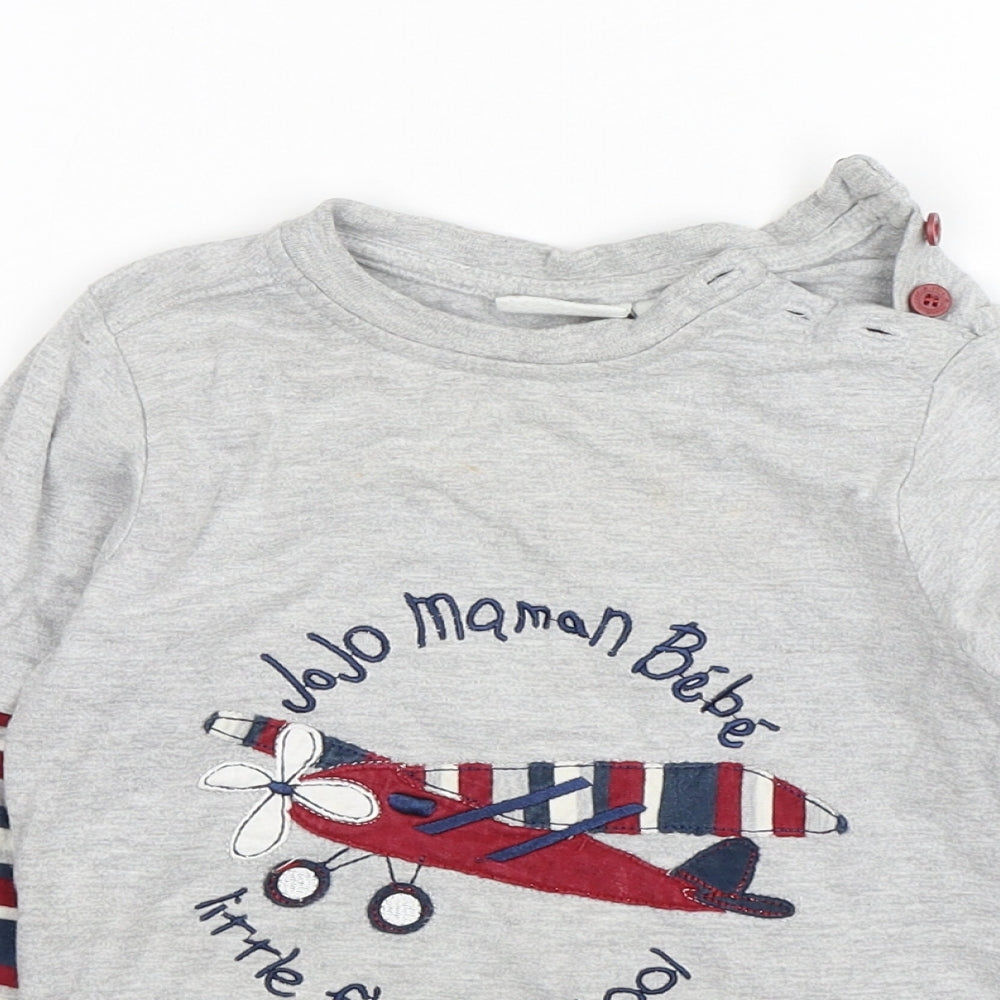 JoJo Maman Bébé Boys Multicoloured Striped Cotton Basic T-Shirt Size 4-5 Years Round Neck