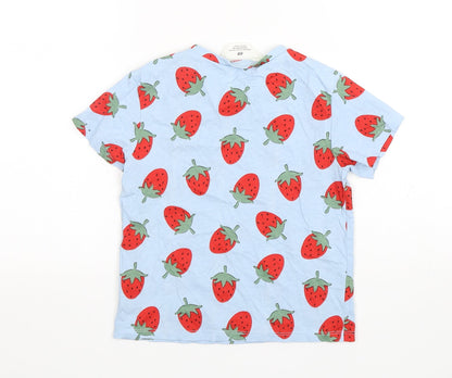 H&M Boys Multicoloured Floral Cotton Basic T-Shirt Size 5-6 Years Round Neck