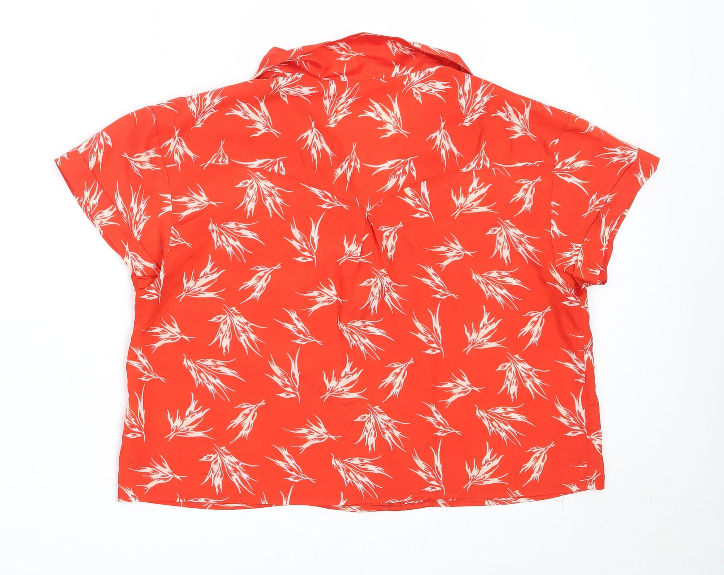 I Love H81 Womens Red  Polyester Basic Button-Up Size L Collared