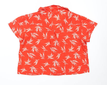 I Love H81 Womens Red  Polyester Basic Button-Up Size L Collared