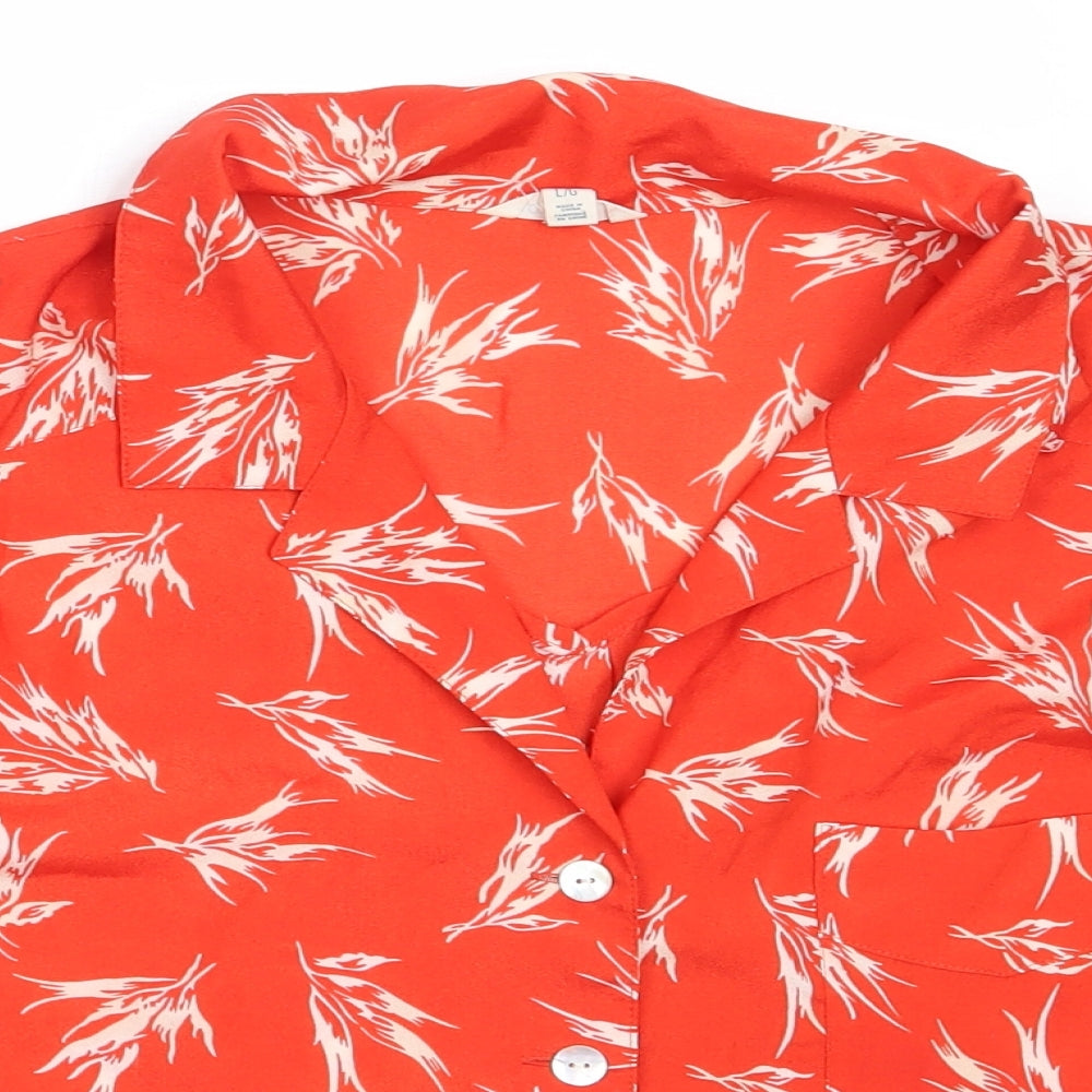 I Love H81 Womens Red  Polyester Basic Button-Up Size L Collared
