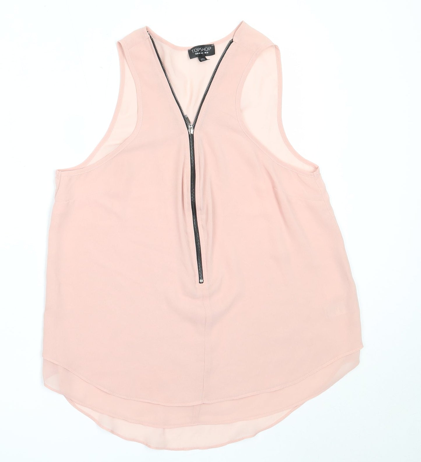 Topshop Womens Pink  Polyester Basic Blouse Size 12 V-Neck