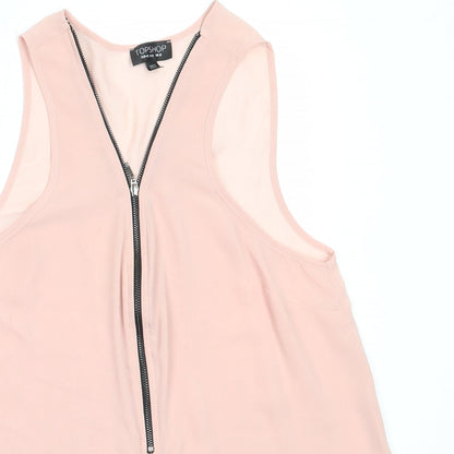 Topshop Womens Pink  Polyester Basic Blouse Size 12 V-Neck