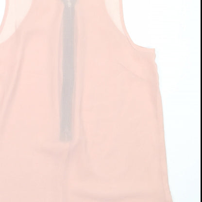 Topshop Womens Pink  Polyester Basic Blouse Size 12 V-Neck