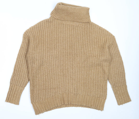 Additional front view of 157 women’s beige roll neck acrylic jumper, size M