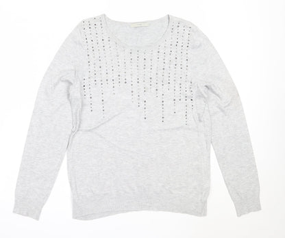 George Womens Grey Round Neck  Viscose Pullover Jumper Size 12