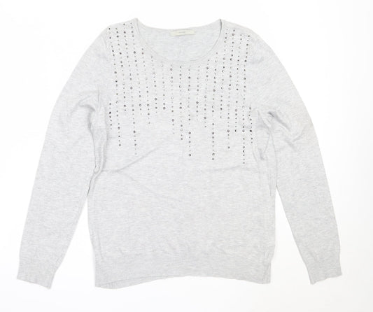George Womens Grey Round Neck  Viscose Pullover Jumper Size 12