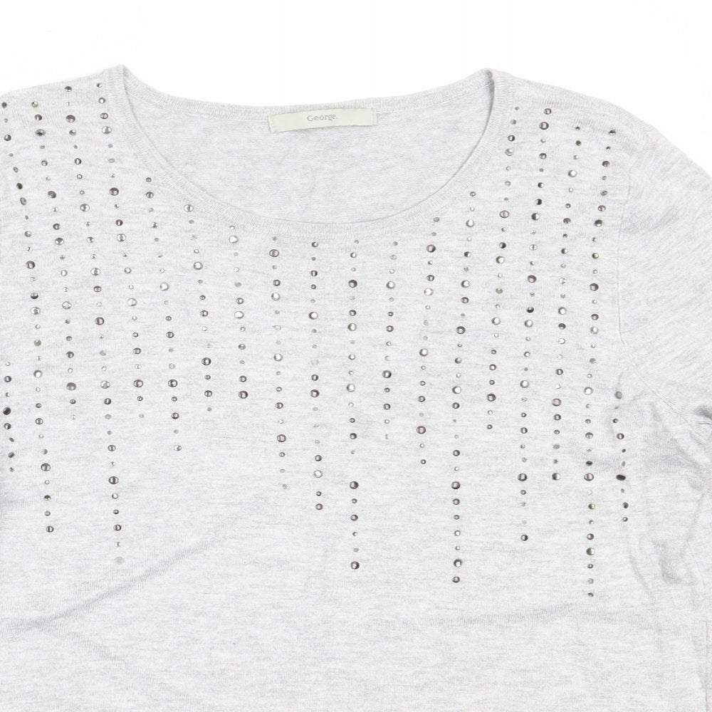 George Womens Grey Round Neck  Viscose Pullover Jumper Size 12