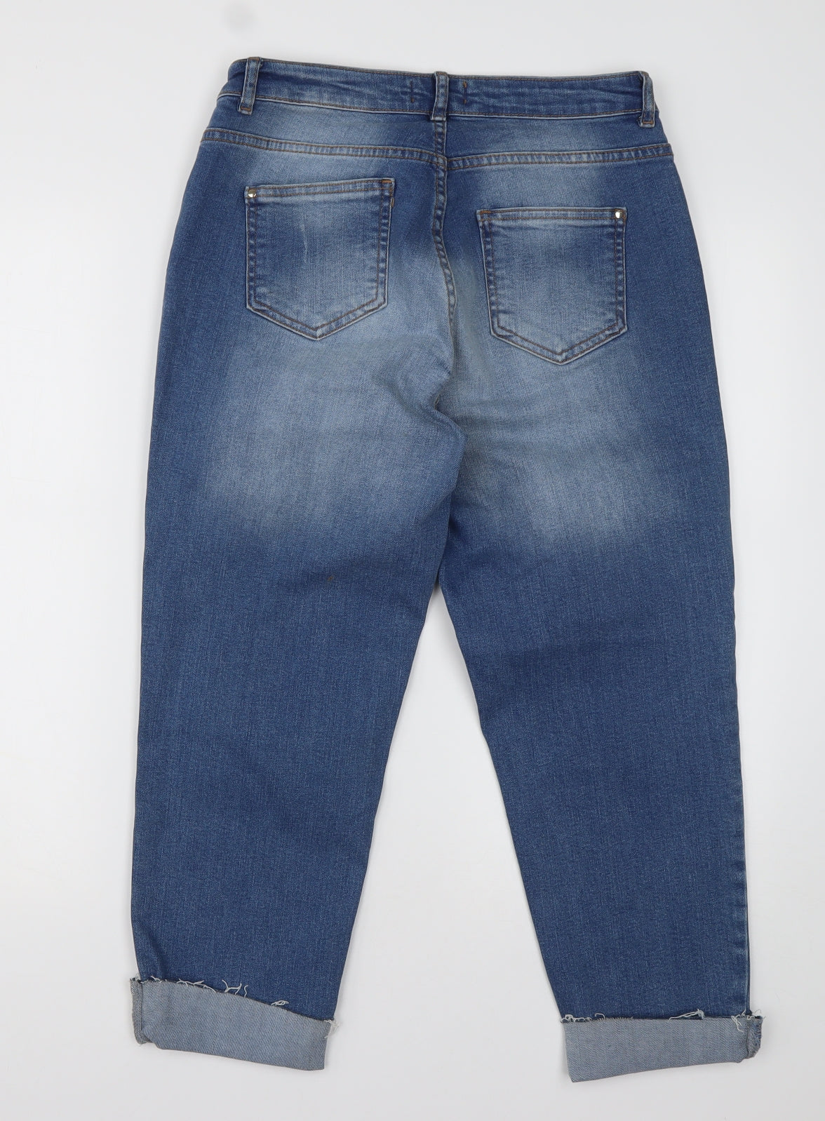 Select Womens Blue  Cotton Cropped Jeans Size 10 L24 in Regular Button